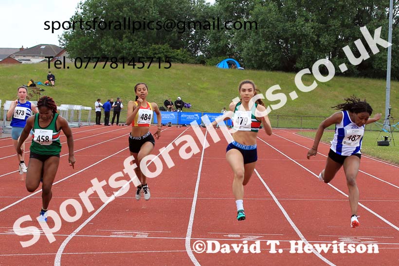 Womens under-20s 100 metres, 2022 Northern Senior and Under-20 Champs., Wavertree Athletics Centre, Liverpool. Photo: David T. Hewitson/Sports for All Pics